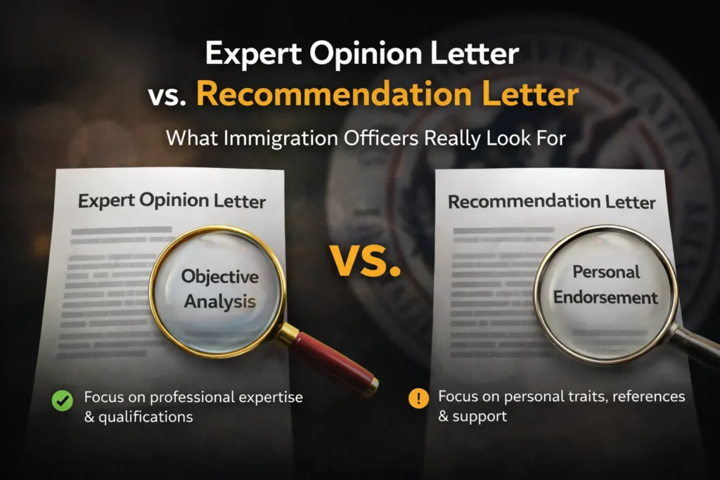 Expert Opinion Letter vs. Recommendation Letter